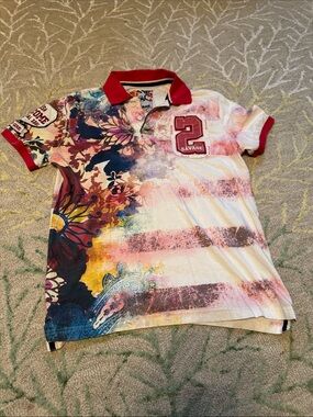 Desigual patchwork polo shirt L